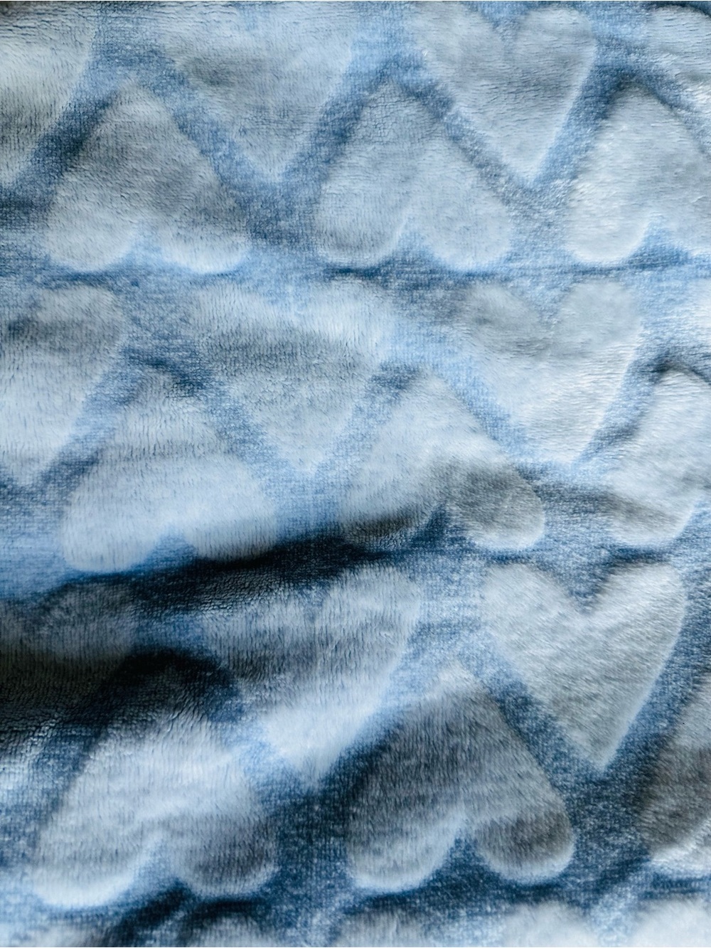 Plush Light Blue Heart Pattern Kids Throw Blanket